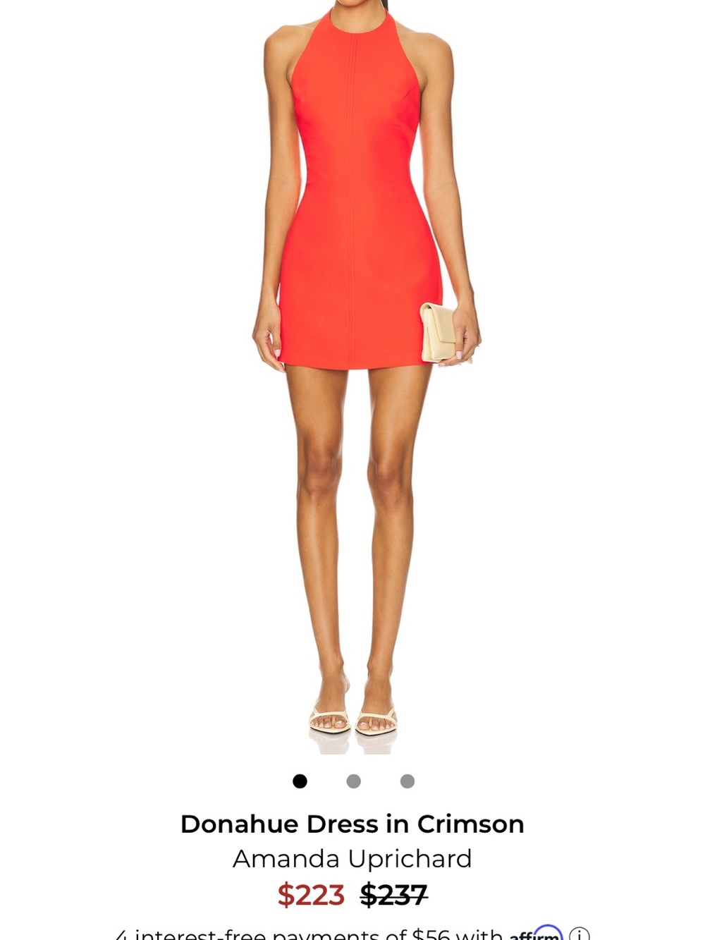 Amanda Uprichard Donahue Halter Mini Dress in Crimson NWT